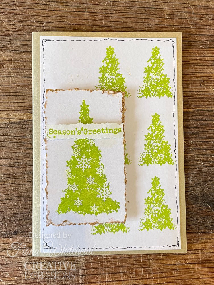 Lot de tampons Woodware Clear Singles « Arbres flocons de neige » 10 x 15 cm