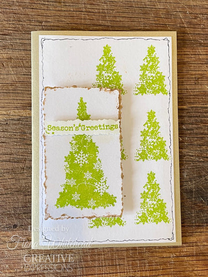 Lot de tampons Woodware Clear Singles « Arbres flocons de neige » 10 x 15 cm
