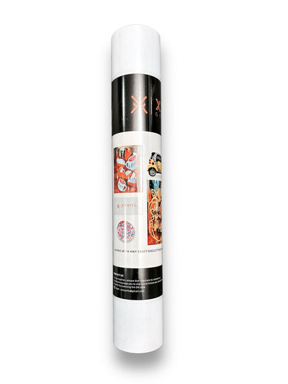 Vinyle adhésif permanent mat blanc XVinyl Pro avec support PET - Vinyle artisanal compatible Cricut Silhouette Cameo pour panneaux de signalisation, décoration d'intérieur, scrapbooking, autocollants pour tasses à faire soi-même