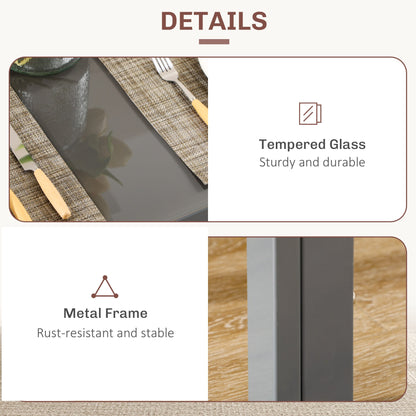 Zaya 3-Piece Rectangular Glass Dining Set for Small Spaces-Grey
