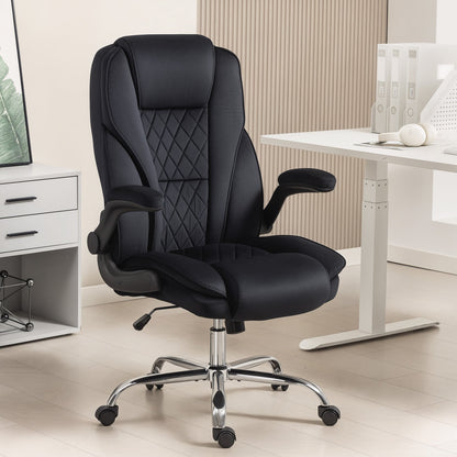 Chaise de bureau exécutive en tissu Hayden avec accoudoirs relevables - Noir