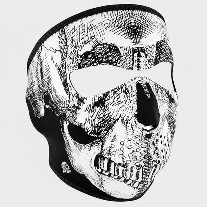 Masque intégral ZANheadgear en néoprène avec motif tête de mort noir et blanc