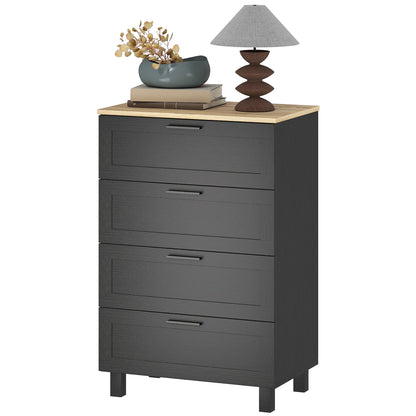 Taylor Chest of Drawers for Bedroom with Solid Wood Legs-Black