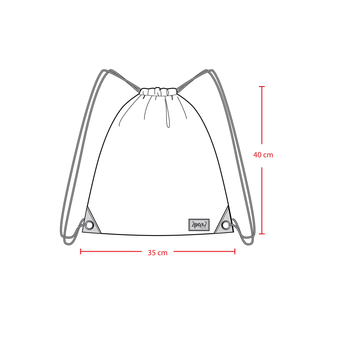 Drawstring Bag Black Printed With Hearts