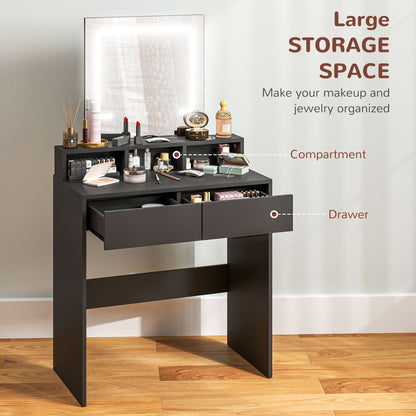 Zee Makeup Vanity Desk with LED Lights-Black