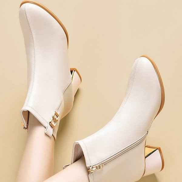 Women's Sequin Ankle Boots – Pointed Toe Chunky Heel Side-Zip Fashion Boots