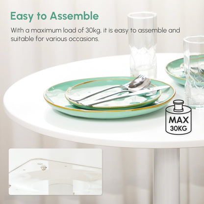 Table à manger ronde moderne Jan avec piètement en acier pour petits espaces-Blanc
