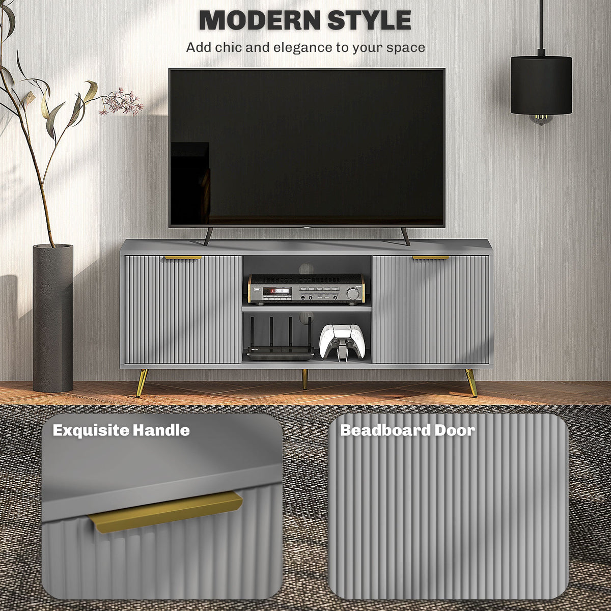 Collins Modern TV Stand for up to 55 Inch TVs-Grey