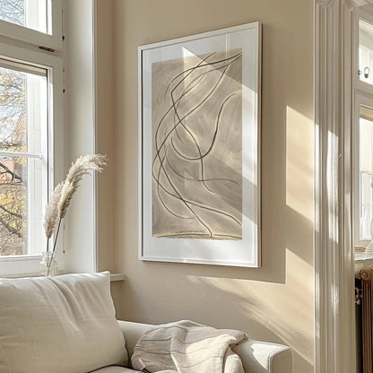 Abraham Walkowitz Dance Abstraction Art Print: Beige Modernist Line Art