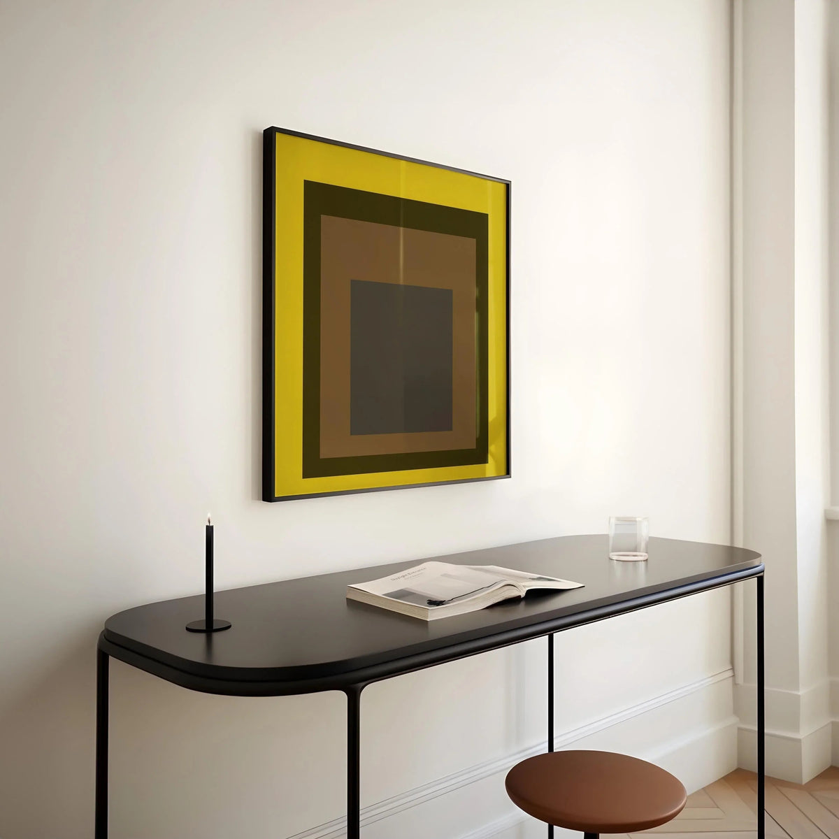 Josef Albers Inspired 'Harvest' Giclee Print: Mid-Century Modern Art, Mustard Yellow
