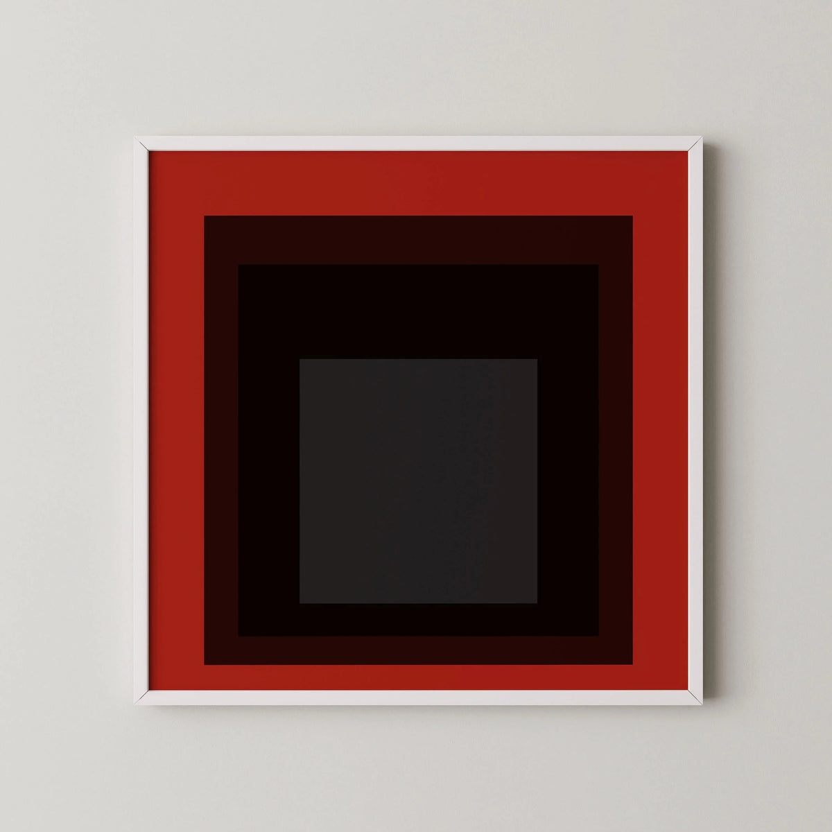 Josef Albers Inspired 'Sly' Giclee Print: Mid-Century Modern Red Square Art (1x1)