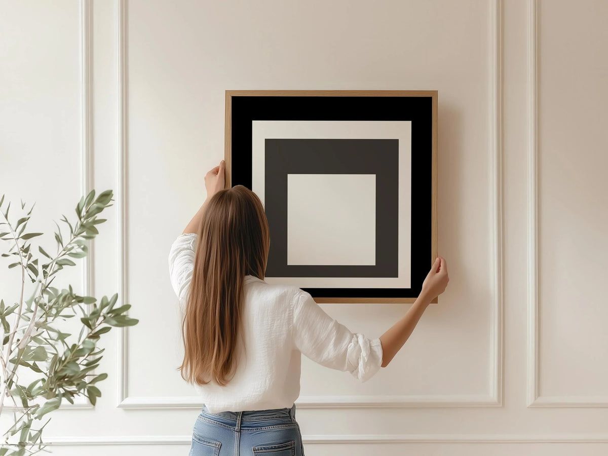 Josef Albers inspired 'Smoking' Giclee Print: Mid-Century Modern Art, Framed Option