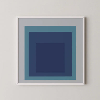 Josef Albers Inspired 'Tide' Giclee Print: Mid-Century Modern Art, Mint Blue