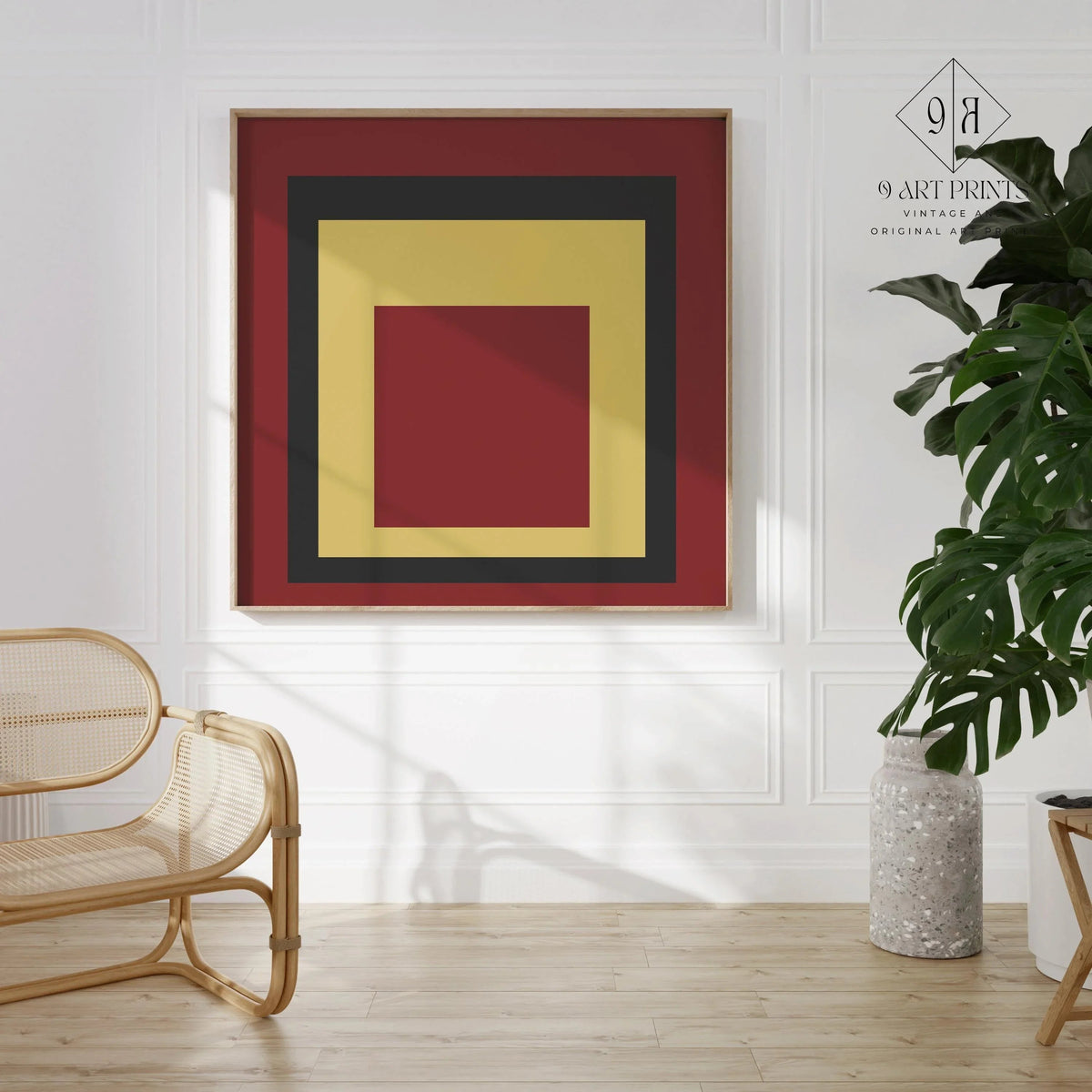 Impression Giclée 'Uber Alles' inspirée de Josef Albers : Hommage Moderne du Milieu du Siècle au Carré