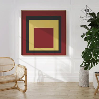 Impression Giclée 'Uber Alles' inspirée de Josef Albers : Hommage Moderne du Milieu du Siècle au Carré