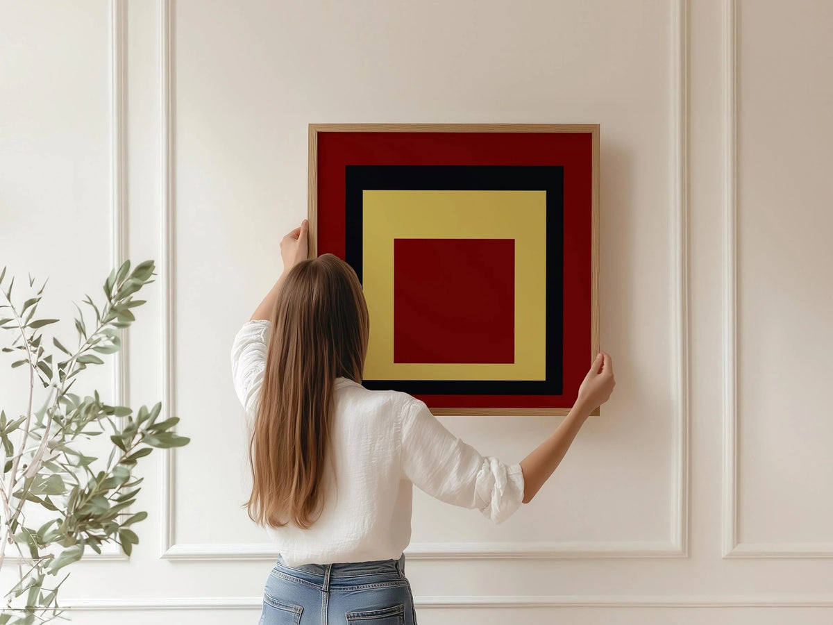 Impression Giclée 'Uber Alles' inspirée de Josef Albers : Hommage Moderne du Milieu du Siècle au Carré