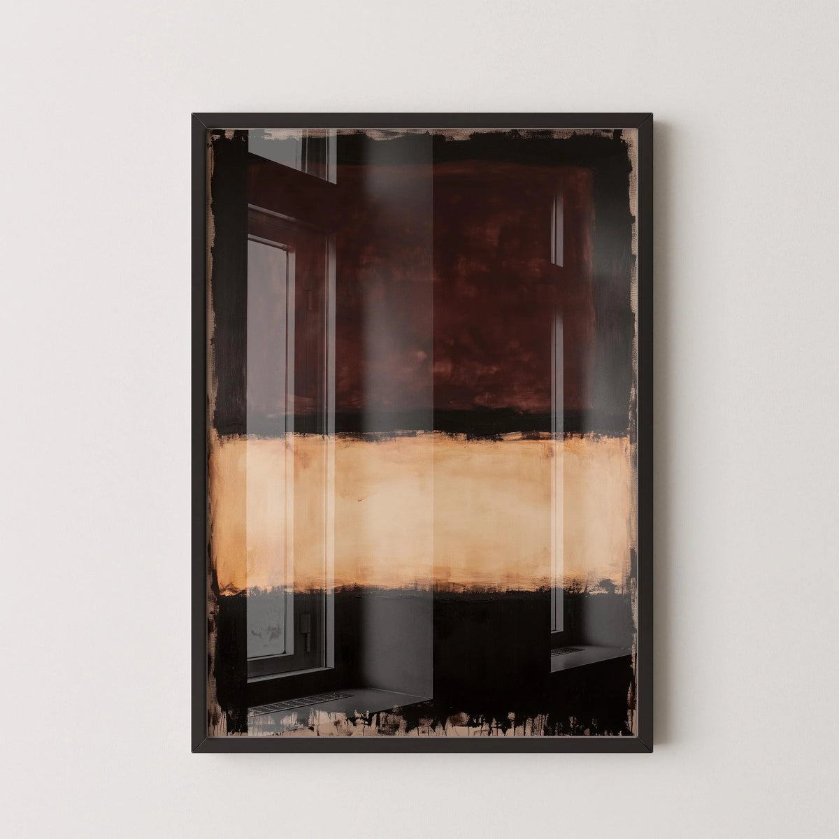 Rothko Style Abstract Art Print: Beige, Brown, Black Colour Field