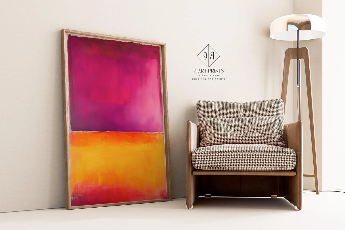 D'après Mark Rothko - Orange et violet (Colour Field : IA) | Art abstrait moderne (Disponible encadré à la main ou sans cadre)