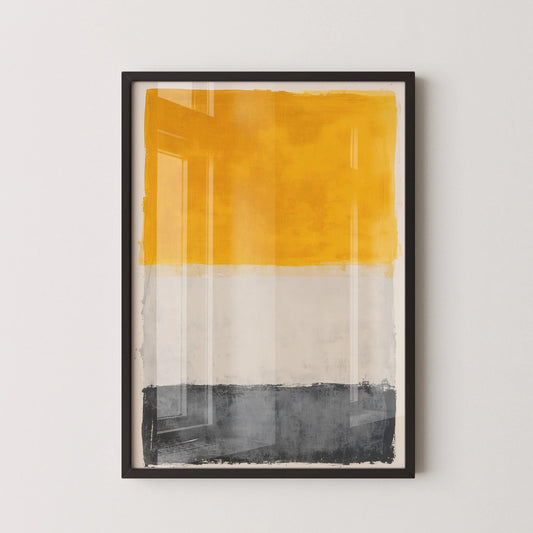 After Mark Rothko - White Yellow and Dark Grey (Colour Field: AI) | Modern Abstract Art (Available handframed or unframed)