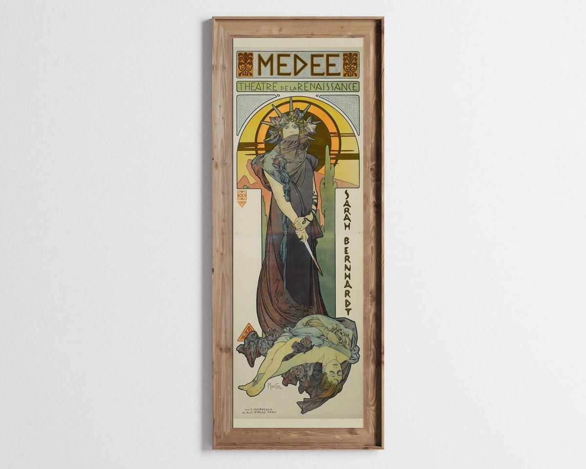 Alphonse Mucha Medee Vintage Theatre Poster: Framed Art Nouveau Print
