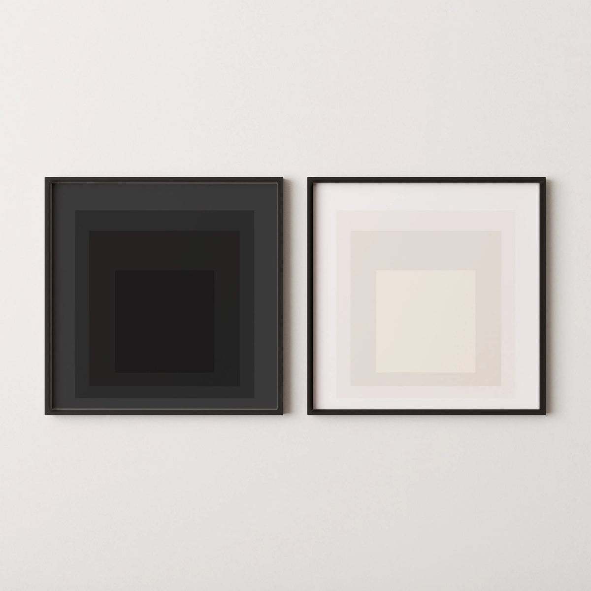Josef Albers Inspired Art Print Set: Mid-Century Modern Square Duo