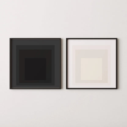 Josef Albers Inspired Art Print Set: Mid-Century Modern Square Duo