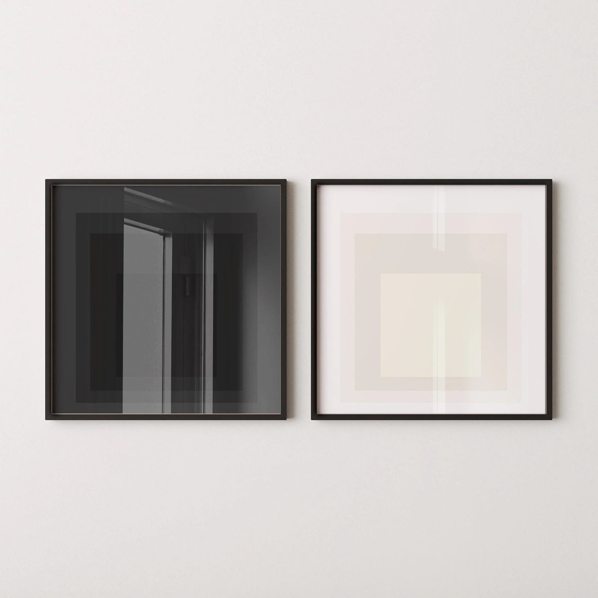 Josef Albers Inspired Art Print Set: Mid-Century Modern Square Duo