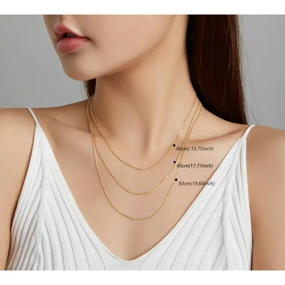 Authentic Gold Color 925 Sterling Silver Basic Cable Chain Necklace - Sca016