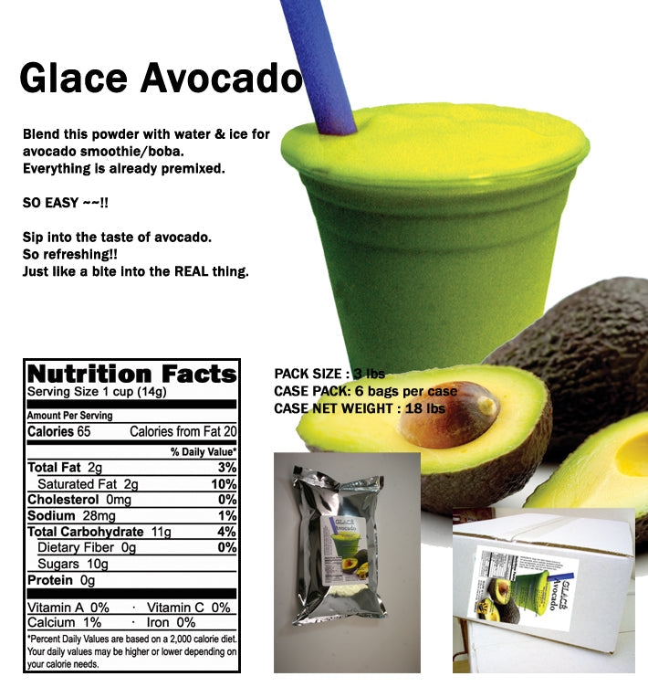Avocado 4 in 1 Mix for Bubble Tea, Smoothies, Lattes and Frappes, 3 lbs. Bag (Case 6 x 3 lbs. Bags)  - Multi-Use Powdered Beverage Mix - Ships Free Within Canada on Orders Above CAD $199