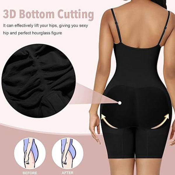 Everyday Snatched Waist Cami Shaper,Open Crotch Design,No-Roll Flat Leg Shapewear-Ultimate Tummy Control & Booty Lift Bodysuit For Women