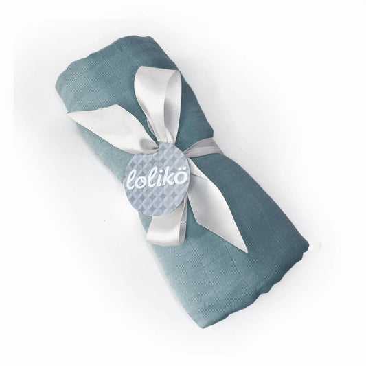 Mousseline de bambou pour bébé bleu acier