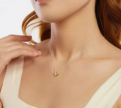 Collier pendentif cœur plaqué or pour femme - Bijou cœur de couple en argent sterling 925