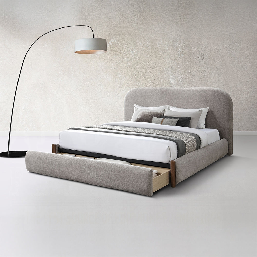 Lit de rangement Queen Orane - Gris