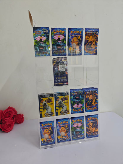 Présentoir en acrylique EVORETRO pour les packs distributeurs de boosters – Présentoir de comptoir avec étagère supérieure