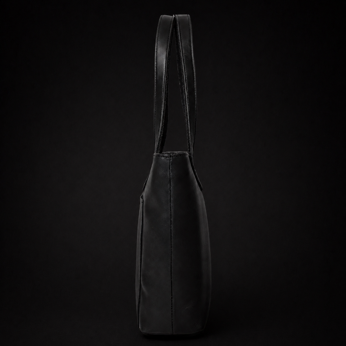 Classic Black Leather Tote Bag