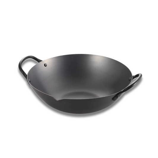 Yoshikawa Cook-Pal Ren 36cm Nitrided Carbon Steel Guangdong Round-Bottom Wok