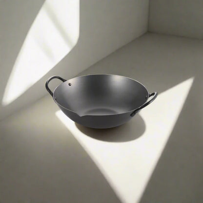 Yoshikawa Cook-Pal Ren Série Wok Guangdong 36 cm – Acier au carbone nitruré, fond rond
