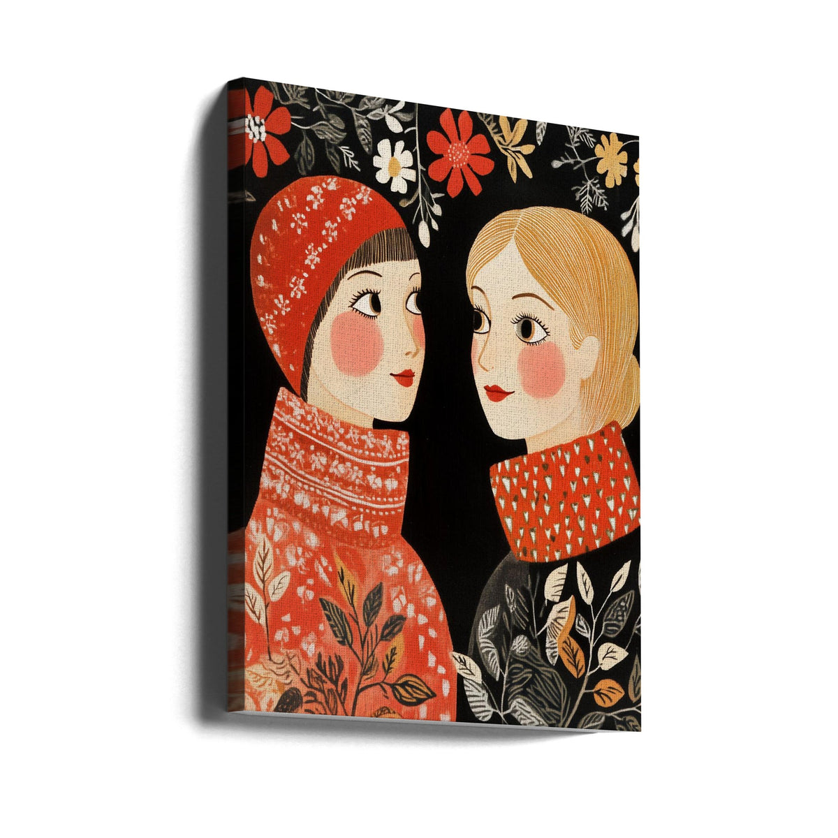 Décoration murale style vintage Mag femmes tricot toile imprimée