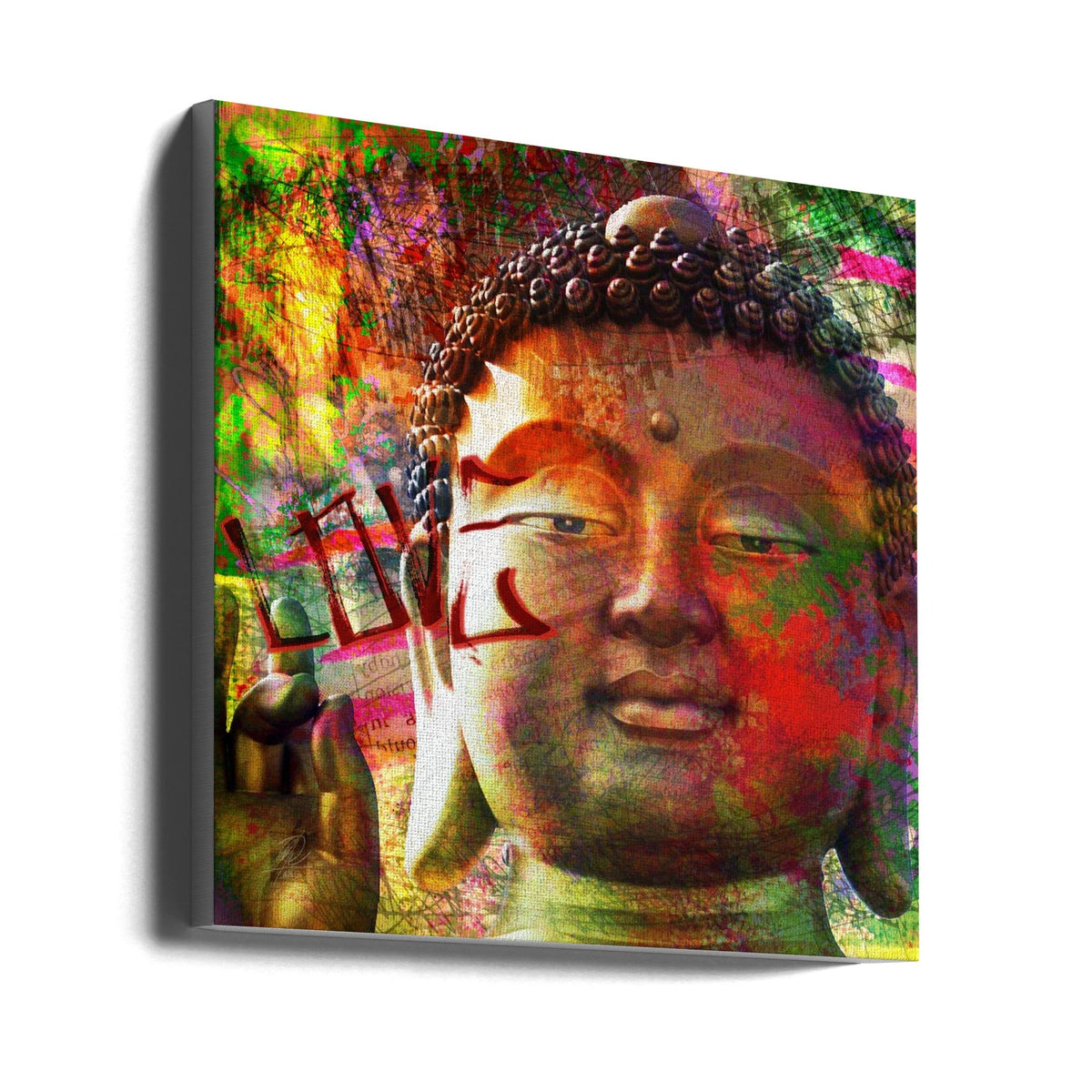 Colourful Buddha Face Street Art Collage Canvas Wall Art | Budalove