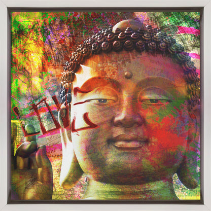 Colourful Buddha Face Street Art Collage Canvas Wall Art | Budalove