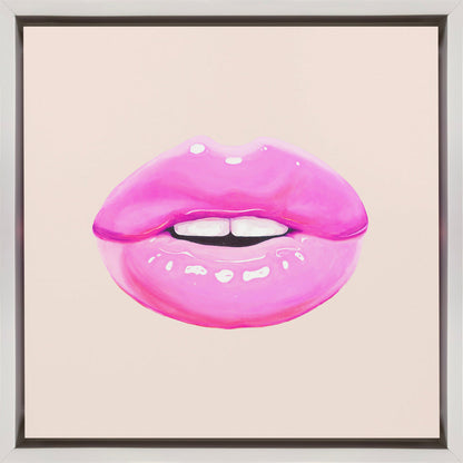 Glossy Pink Lips Minimal Pop Art Canvas Wall Art