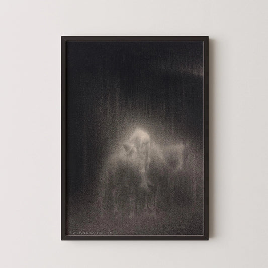 Charles Angrand - The Good Samaritan Art Print: Dreamlike Charcoal Drawing