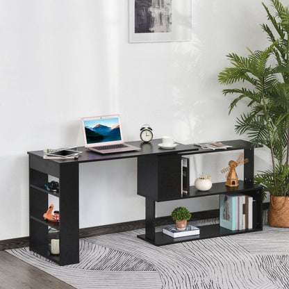 Bureau d'angle en L Denver avec rallonge d'angle rotative à 360° - Noir