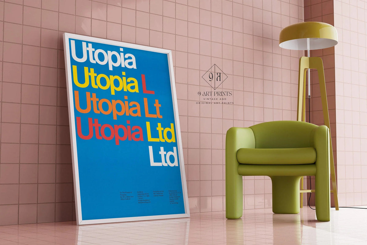 Dietmar Winkler Utopia Print: Minimalist Typography, Giclee Fine Art