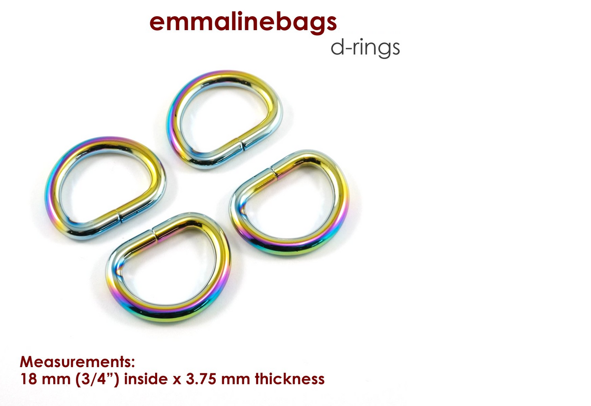 Emmaline Bags - D-Rings Iridescent Rainbow Finish (4 pack) -  3/4"