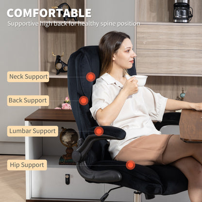 Chaise de bureau exécutive en tissu Hayden avec accoudoirs relevables - Noir