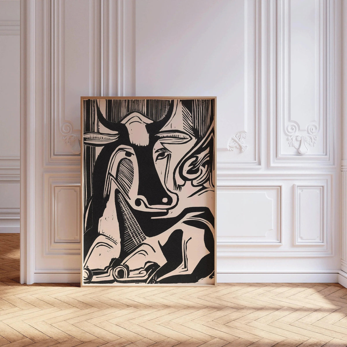 Ernst Ludwig Kirchner Cow Print: Black and White Neutral Art