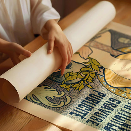Art Nouveau Poster: Eugene Roux - Moullot Marseille, Mosaic Design