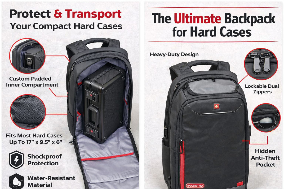 Ensemble sac à dos et étui de classement EVORETRO – Rangement de voyage sécurisé pour cartes classées et objets de collection