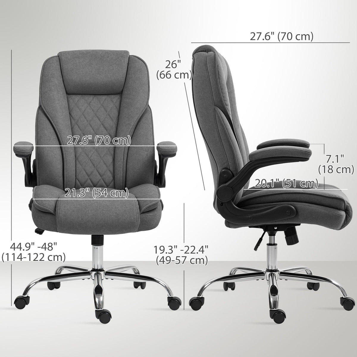 Chaise de bureau Hayden avec accoudoirs relevables - Gris foncé